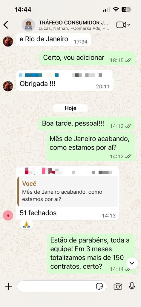 Feedback grupo WhatsApp