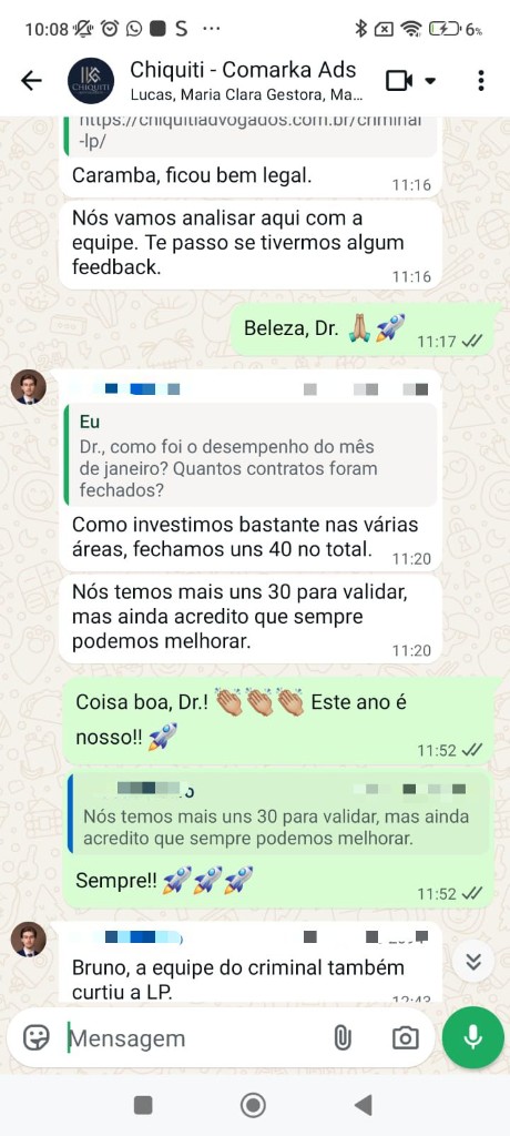 Feedback grupo WhatsApp