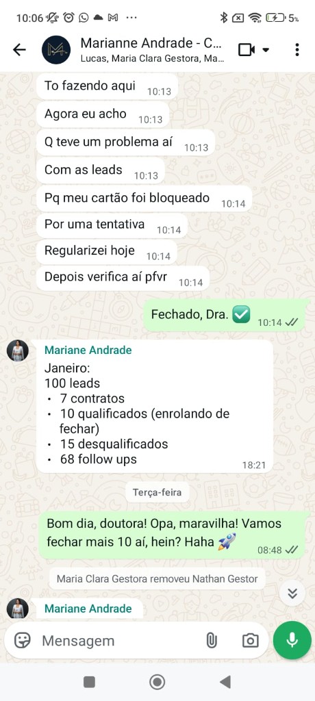 Feedback grupo WhatsApp