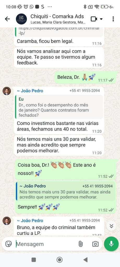 Feedback grupo WhatsApp