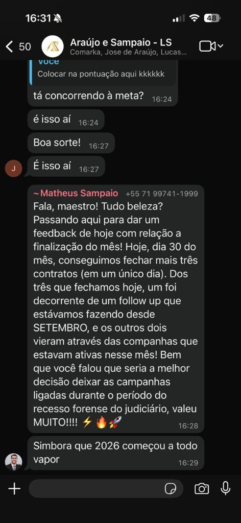Feedback grupo WhatsApp