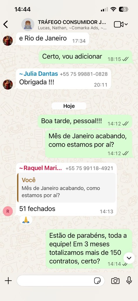 Feedback grupo WhatsApp