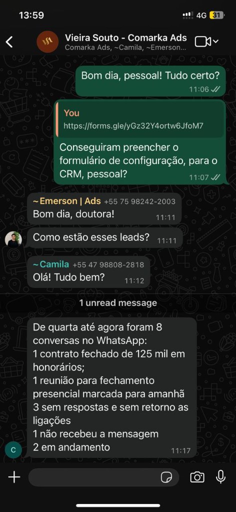Feedback grupo WhatsApp